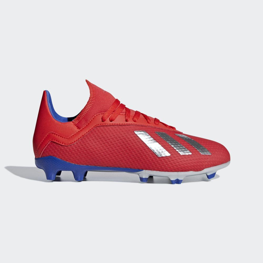 Adidas Men's X 18.3 Firm Ground Football Boots Red/Silver Metal/Blue Ireland BB9371